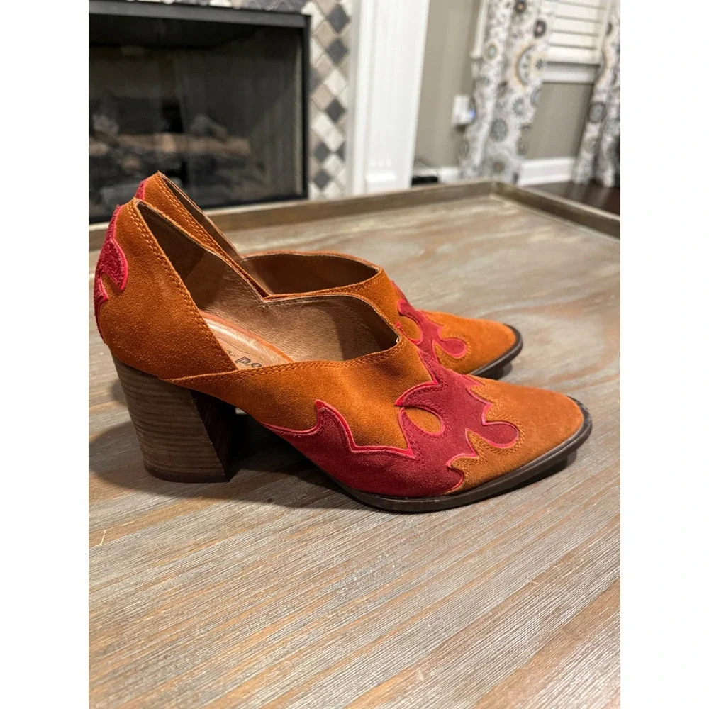 Free People Alamo Western Ankle Boots Flame Embroidery‎ Suede EU 41 US 10